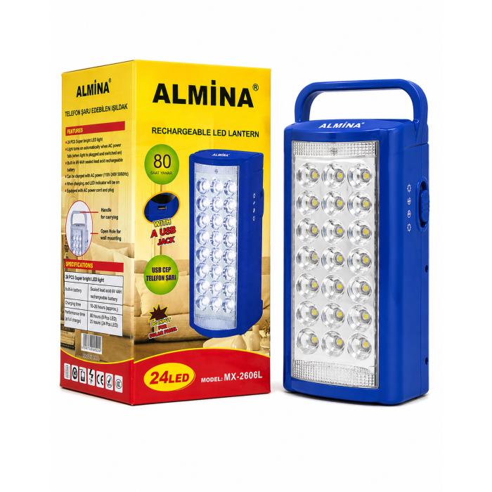 Акумуляторний ліхтар ALMINA MX-2606L 24 LED синій