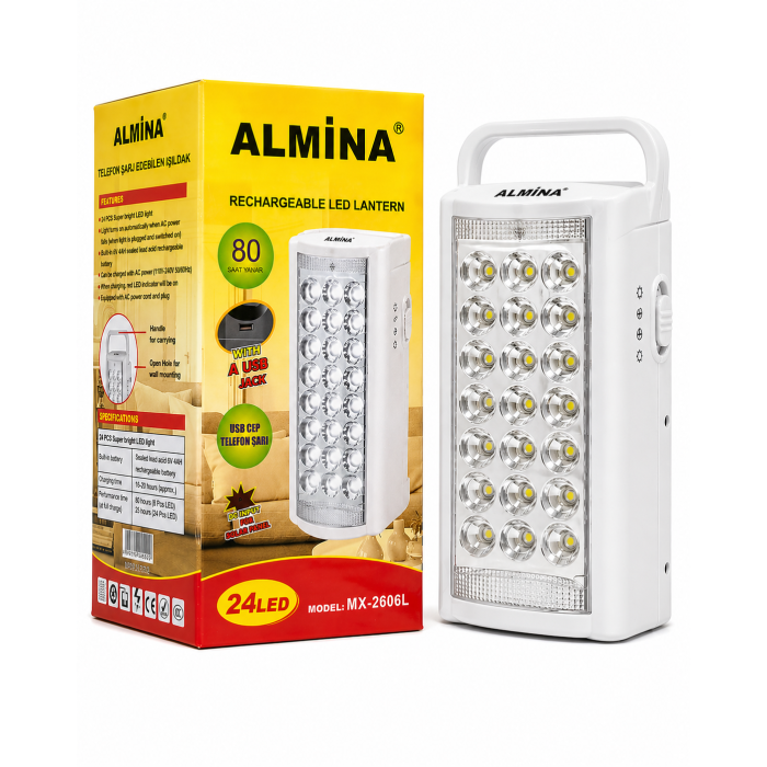 Акумуляторний ліхтар ALMINA MX-2606L 24 LED білий