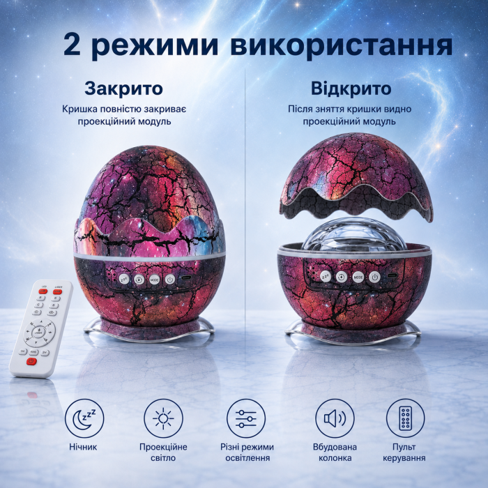 Нічник-проєктор зоряного неба Dragon Egg Galaxy, галактичний