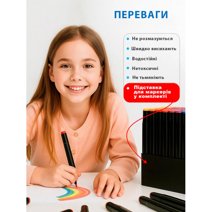 Набір скетч-маркерів 204 шт. для малювання двосторонніх Touch
