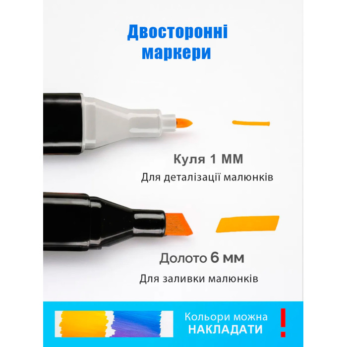 Набір скетч-маркерів 204 шт. для малювання двосторонніх Touch