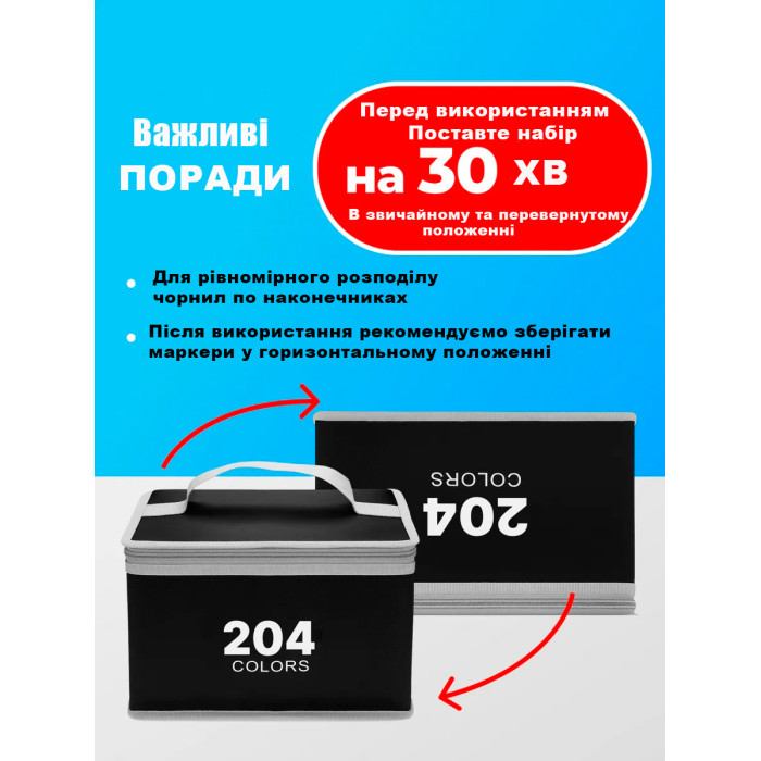 Набір скетч-маркерів 204 шт. для малювання двосторонніх Touch