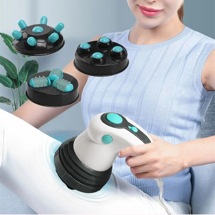 Масажер антицелюлітний для тіла Body Innovation Sculptural / Ручний інфрачервоний вібромасажер для тіла 3 режима 4 насадки