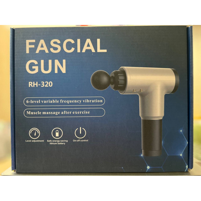 Масажер м'язовий пістолет Fascial Gun з 4-ма насадками