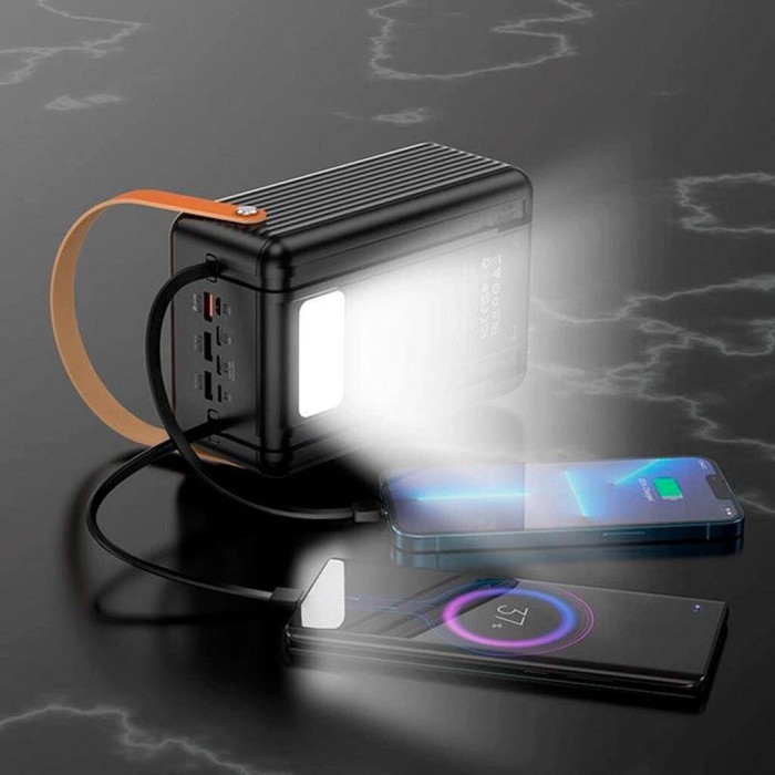 Power Bank BOROFONE BJ32 80000 mAh, 22.5 Вт, з цифровим дисплеєм, ліхтариком і вбудованими кабелями