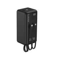 Power Bank Kensa KP91 50000 мА·год 30W PD / 22.5W QC з швидкою зарядкою, вбудовані кабелі, LED дисплей