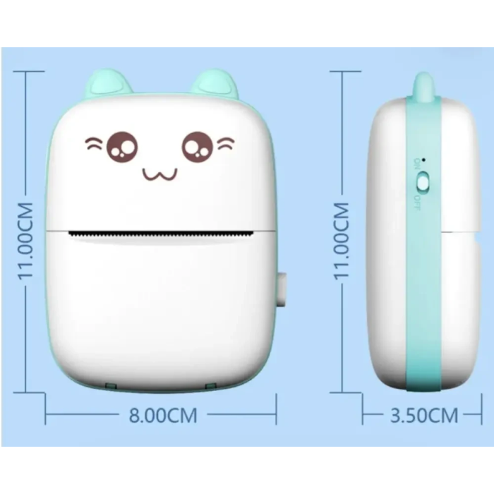 Портативний міні принтер Mini Printer термопринтер кишеньковий дитячий Синій +1 рулон