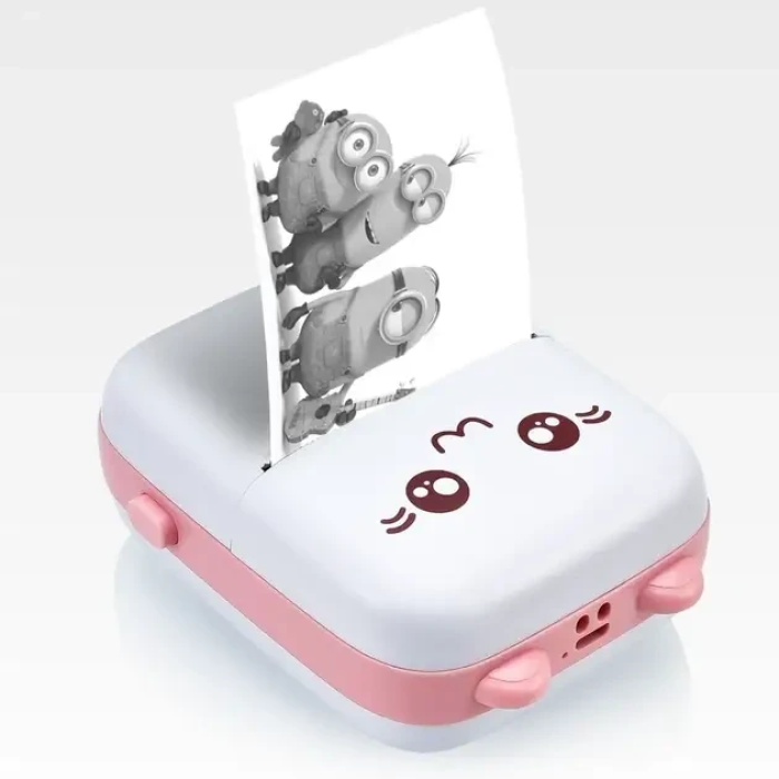 Портативний міні принтер Mini Printer термопринтер кишеньковий дитячий Рожевий +1 рулон