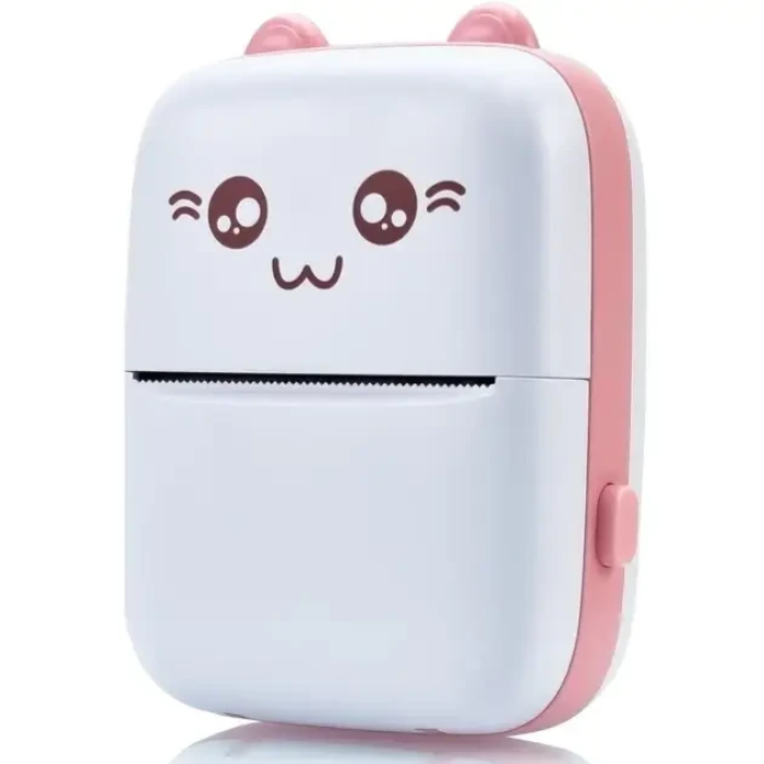 Портативний міні принтер Mini Printer термопринтер кишеньковий дитячий Рожевий +1 рулон