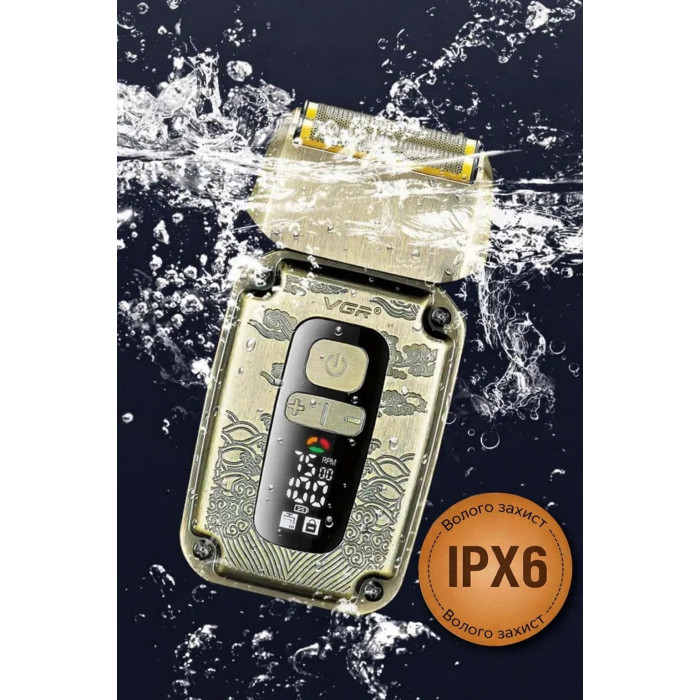 Акумуляторна сіткова електробритва VGR V-337 з LED-дисплеєм, Waterproof IPX6