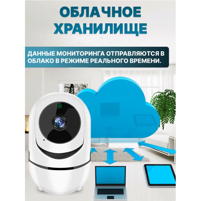 Поворотна Бездротова IP камера відеоспостереження WiFi радіоняня/відеоняня YCC365 1080P з датчиком руху, нічним баченням, запис microSD