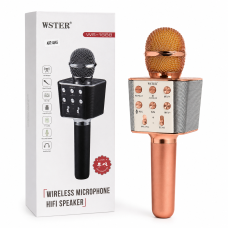 Бездротовий караоке-мікрофон WSTER WS-1688 Rose Gold з Bluetooth, динаміком, FM-радіо та голосовими ефектами