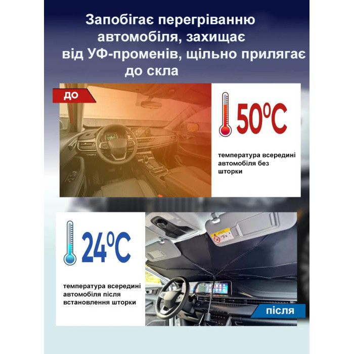 Сонцезахисна парасолька-шторка для авто 135х75 см